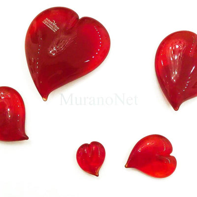 Décorations Coeur Rouge en Verre de Murano