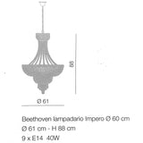 Beethoven 6 lights Impero chandelier- Murano Glass Lighting